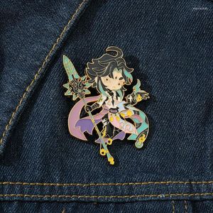 Broches de juego Genshin Impact para mujer, broche de Anime Xiao, insignia de dibujos animados, botón, joyería, mochila, sombrero, alfileres de solapa