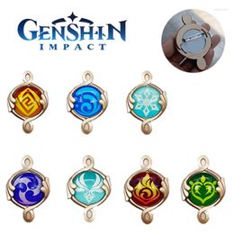 Broches jeu Genshin Impact Cosplay Fontaine Vision de dieu broche accessoires pendentif épinglette en alliage Badge lumineux sac à dos accessoires cadeau
