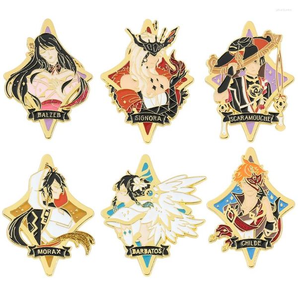 Broches Juego Genshin Impacto Pin de esmalte Insignias de metal Broche para ropa Pins de anime Mochilas Accesorios Regalo amigos