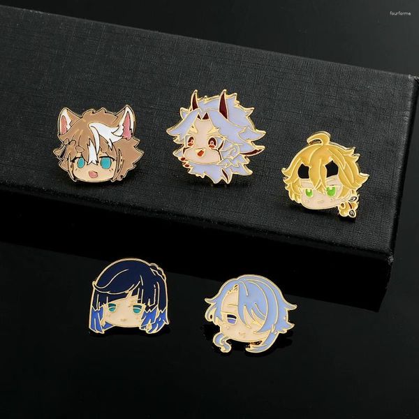 Broches Juego Genshin Impacto Esmalte Pin Figura de dibujos animados Arataki Itto Kaeya Alberich Insignia de metal Broche Mochila Ropa Solapa Joyería