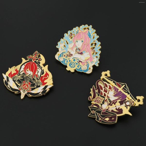 Broches jeu Genshin Impact broche en métal Cosplay Sangonomiya Kokomi Kunikuzushi dessin animé émail Badge femmes hommes épinglette bijoux cadeau