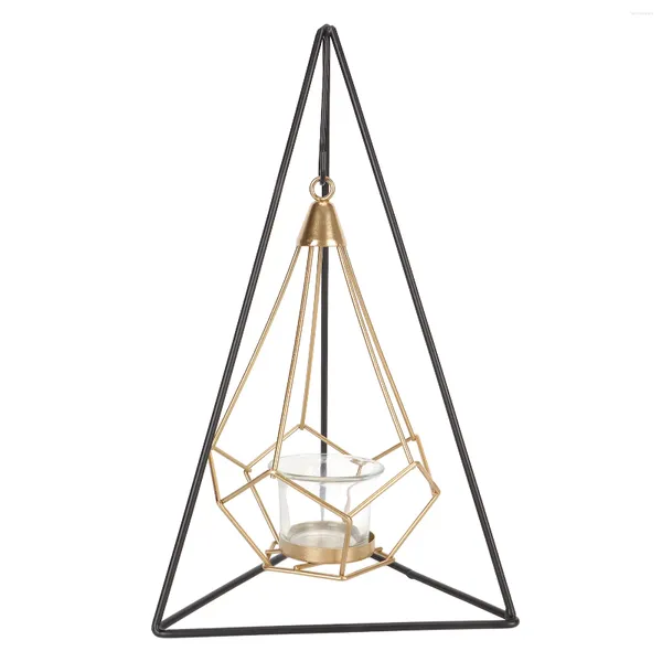 Broches portavelas geométrico para lamparilla, Metal decorativo resistente único, colgante multifunción a la moda para mesa