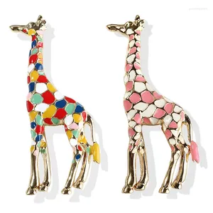 Broches girafe pour femmes hommes colorés émail animal épingle bijourie de mode cadeau enfants