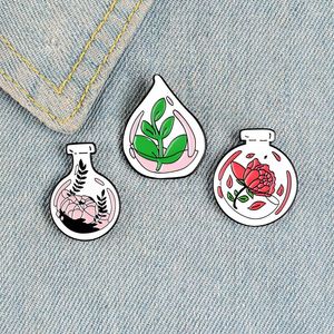 Broches glazen deksel siertype potplant plantkunde revers pin prachtige blad bloem email Booch kledingzak aangepaste badge sieraden