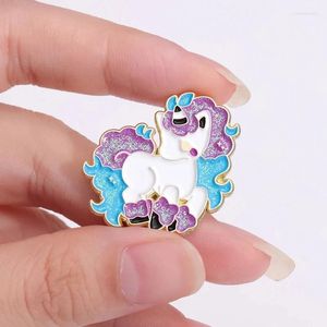 Broches paillettes fantastiques épingles en émail de chevaux collectionne des badges de revers mignons caricatures animaux bijoux fun cadeau pour les amis enfants