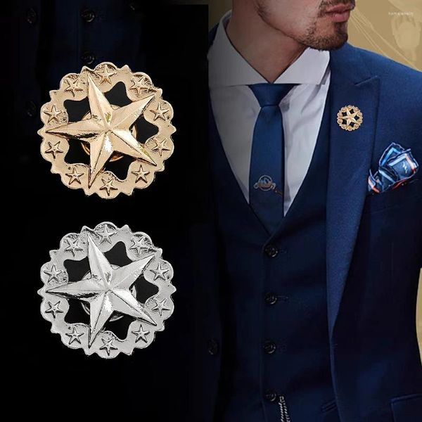 Brooches Gold Color pentagramme Brate Badge pour hommes et femmes Blans à cinq étoiles en métal étoilé