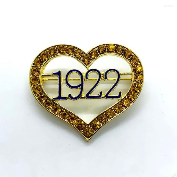 Broches or strass incrusté en métal en forme de coeur 1922 étiquette breloque broche SIGMA GAMMA RHO sororité société symbolique bijoux broche