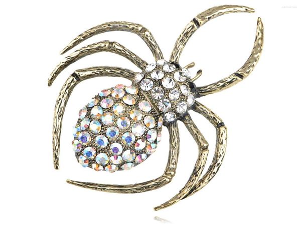Broches ton doré cristal strass araignée sinistre Halloween automne mode bijoux broche broche