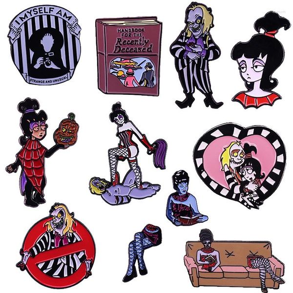 Broches Gothique Film BBeetlejuice Badge Lydia Broche Canapé Demi Dame Corps Manuel Pour La Broche Récemment Décédée Halloween Cadeaux