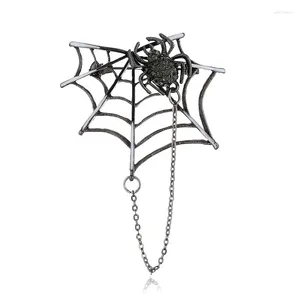 Broches gothique Punk en toile d'araignée pour femmes, bijoux de fête Vintage en cristal noir, cadeau d'halloween pour filles