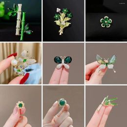 Broches vert élégant rétro en cristal scintillant, broches fleur pour femmes, Badge de feuille de mode, bijoux tendance, cadeaux