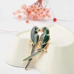 Broches vert deux perroquet oiseau Animal broche broche strass mariage mariée