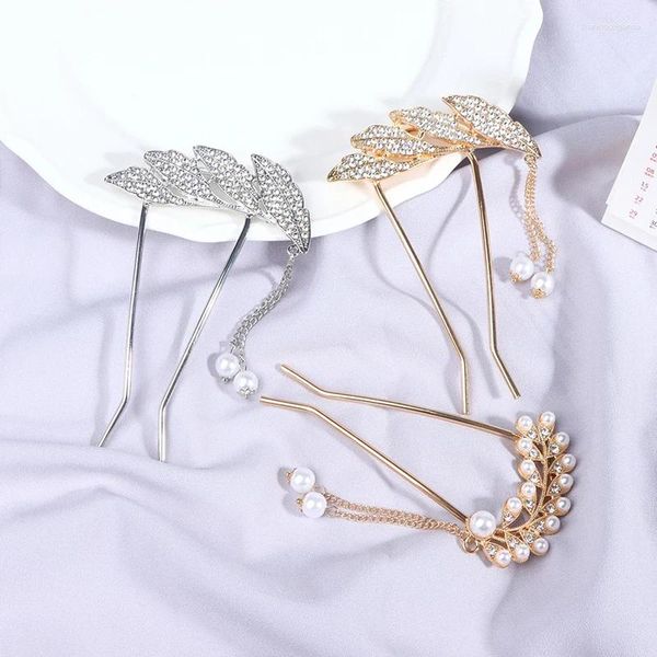 Brooches Hairlip Righestone Barrette Feather Tassel Pearl Hairpin Hair Artefact