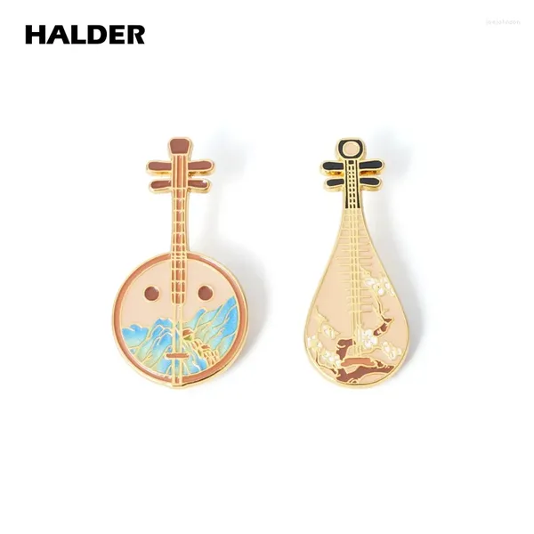 Broches HALDER chinois traditionnel pincé Instrument de musique à cordes Pipa Ruan émail broche épinglette sac à dos Costume sac Badge