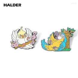 Brooches Halder Nymphicus Hollandicus Scarlet Macaw Parrot Animal Animal Émail Broche Broche Pin de revers Costume Costume Costume Badge Badge