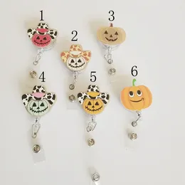 Brooches Badge Halloween Reels Rettractable Pumpkin Holder Leopard Cow Fall Clips Clips