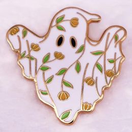 Broches Halloween mignon fantôme Iwith Floral émail dur broche effrayant Badges broche pour accessoire de bijoux