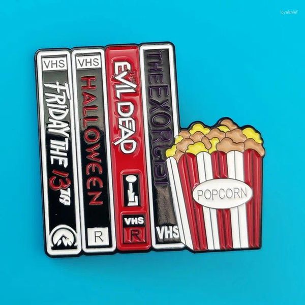 Broches Halloween Retro Videotape Enamel Lapel Pin Collect Badge Popcorn Jewely