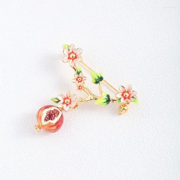 Broches émail peint à la main glaçure tridimensionnelle grenade rose fleur broches créatives pour les femmes mode fête bijoux cadeau