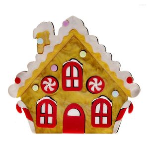 Broches handgemaakte cartoon acryl candy cookie house voor vrouwen kinderen grappige schattige ambachten rapelspelden feest sieraden kerstcadeaus