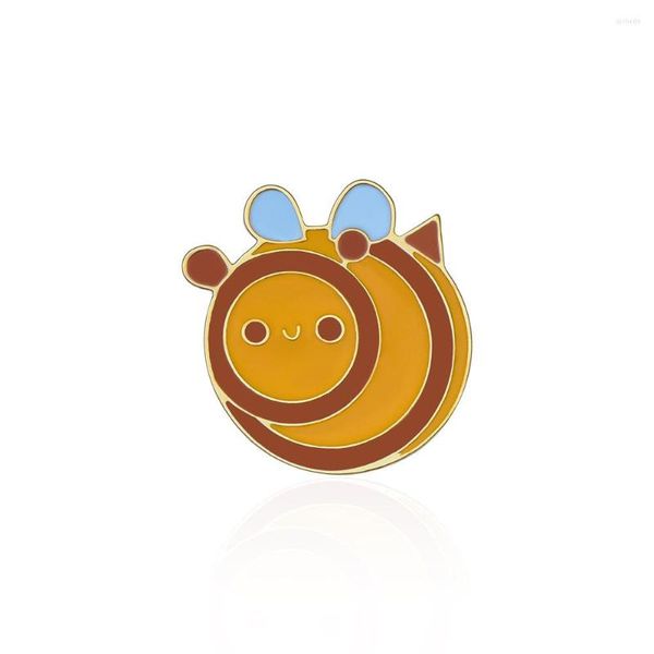 Broches Harong, Pin esmaltado de abeja pequeña y divertida, broche redondo de Animal de Color oro rosa bonito para coleccionistas de insignias
