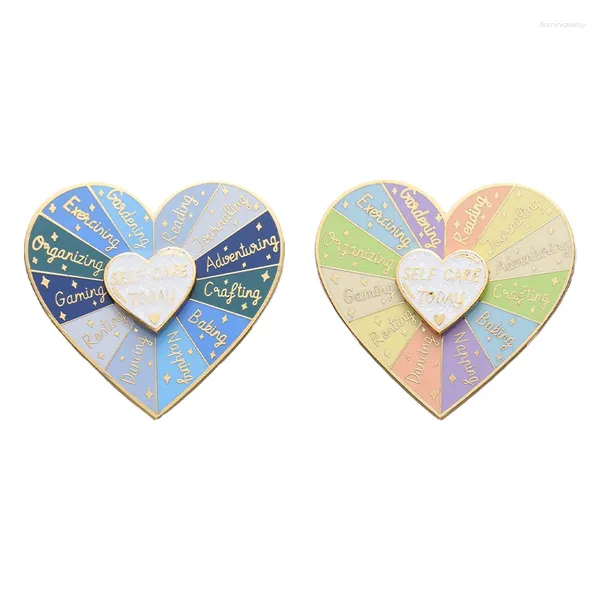 Broches Forma de corazón Placa giratoria Esmalte Pin Solapa Divertido Cuidado personal Hoy Estado de ánimo Brújula Amor Broche de metal personalizado Insignias Regalos para amigos