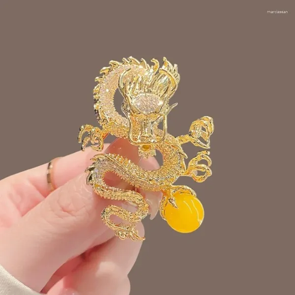 Broches haut de gamme chinois dragon zodiaque broche mode cristal en ramiement bijoux dompte épingle