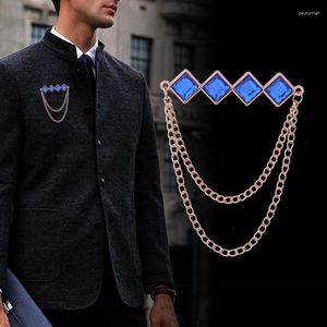 Broches haut de gamme gland chaîne broche géométrique cristal strass épinglettes pour hommes mode Corsage Badge bijoux accessoires