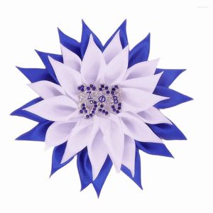 Broches van hoge kwaliteit lagen massief blauw wit satijnen lint Sorority Rhinestone Zeta Phi Beta 1920 broche Grieks pin voor dame