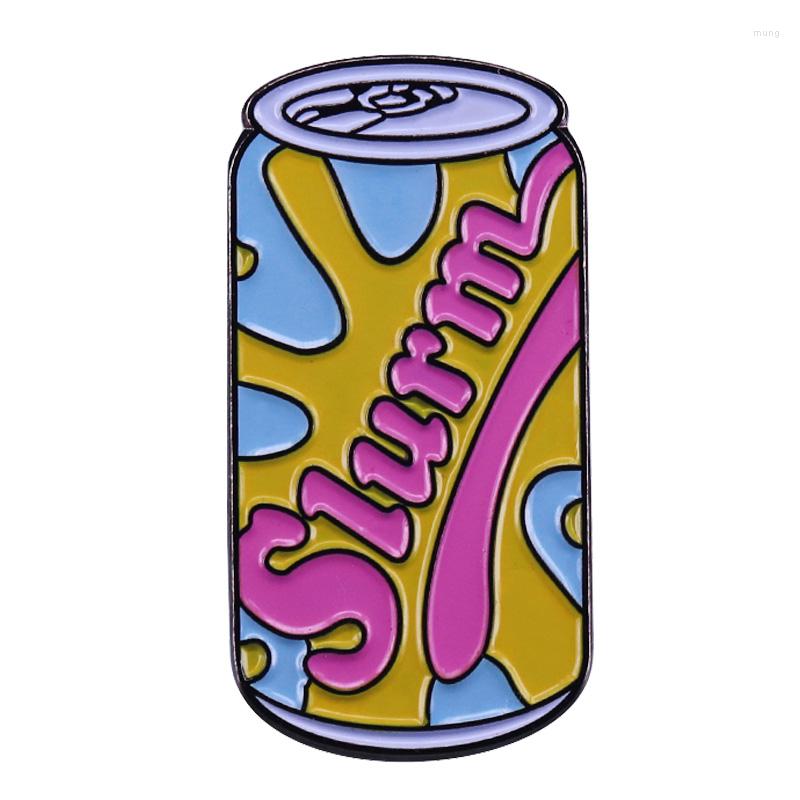 Broches ZEER VERSLAVEND Drink Slurm Pin Kan Badge Schok Cola 90s Nostalgie Cartoon TV Fans Decor