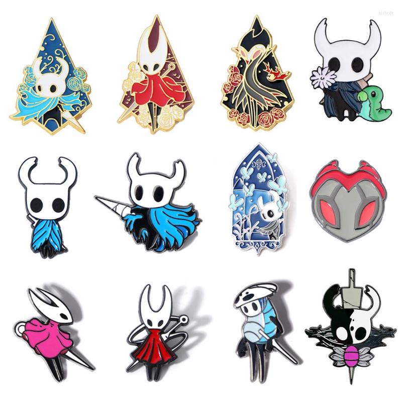 Broschen Hollow Knight Abzeichen Emaille Pin Brosche Niedliche Anstecknadeln für Rucksäcke Modespiel Schmuck Accessoires Geschenke