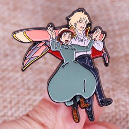 Broches huilt bewegende kasteel Sophie en Howl Email Pin Anime Manga Badge Broche Backpack Decoratie sieraden