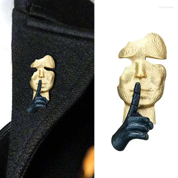 Broches HUANZHI 2024 géométrie irrégulière Alien abstrait masque facial humain broche pour femmes et hommes collier accessoires bijoux cadeaux