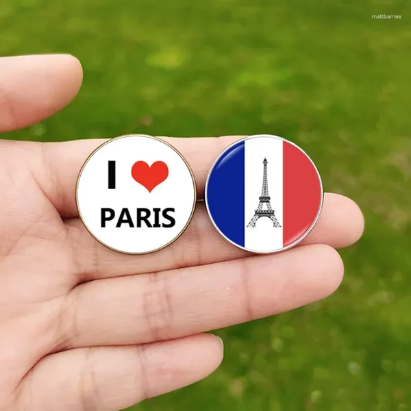 Broches I Love Paris 2024 Pin France drapeau Eiffel Tower Picture Glass Cabochon pour hommes Femmes Souvenirs Cadeau