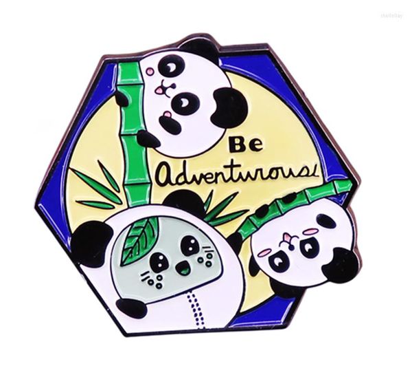 Broches INS Be Adventure Panda Broche Mignon Broche Cadeau Pour Amis Famille Usage Quotidien Tout Sac Assorti Décoratif