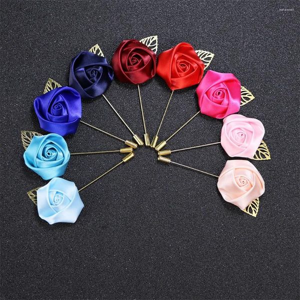 Broches INS coreanos para novio, tela de boda, arte hecho a mano, broche de flor rosa, Pin de solapa, joyería, accesorios para alfileres de corbata para traje de hombre