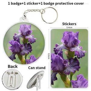 Broches iris pallida frankrijk mooie bloem natuur badge broche anker randapparatuur pin rugzak decoratie 75 mm