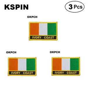 Broches de drapeau de forme rectangulaire de la côte d'ivoire, patchs nationaux brodés pour vêtements, décoration DIY