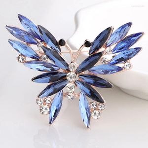 Broches J.T bébé papillon hexapode bleu beauté femmes cristal exquis manteau épingles de mariage en gros anniversaire rose cadeaux