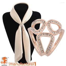 Broches Jackstraw Scarf Ring Exclusif Cristal Or Plat Exquis Incrusté Trois-anneau Foulards Boucle En Gros Fabricants