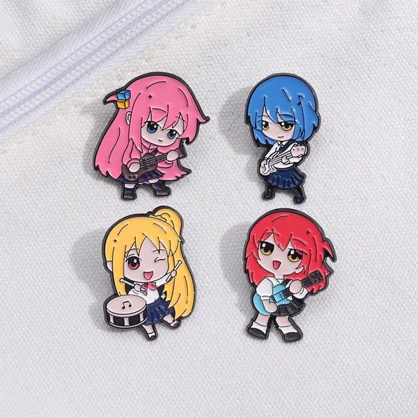 Broches de figuras musicales de dibujos animados de Anime japonés, alfileres esmaltados, abrigo de guitarra personalizado para niña, insignias de solapa, accesorios de regalo de joyería