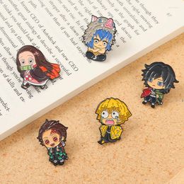 Broches Japanse Anime Emaille Pin Custom Broche Tanjirou Nezuko Zenitsu Inosuke Giyuu Revers Badge Cartoon Sieraden Cadeau Voor Fans