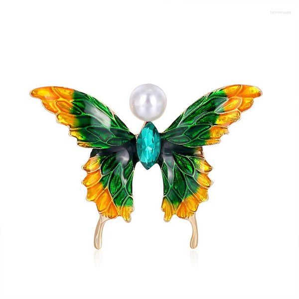 Broches Bijoux Perle Artificielle Broche Papillon Vert Robe Pin Pin Avec Dessin Animé