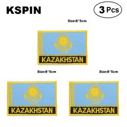 Broches Kazakhstan Rectangular Shape Flag Patches brodered National for Clothing DIY Decoration