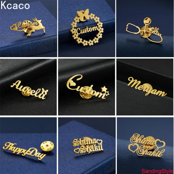 Broches broche personalizado broche de acero inoxidable nombre personalizado broches bordes de joyería con pasador de seguridad broche mujer regalos especiales