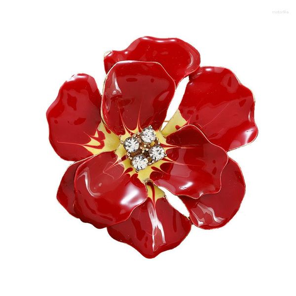 Broches mode coréenne émail pivoine pour femmes fleur Corsage épinglettes élégant bijoux manteau accessoires