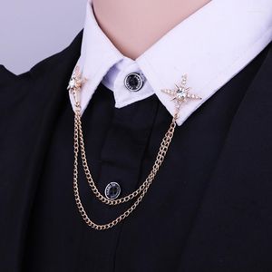 Broches personnalité de la mode coréenne étoile cou broche hommes chemise col chaîne Six femmes gland broche accessoires