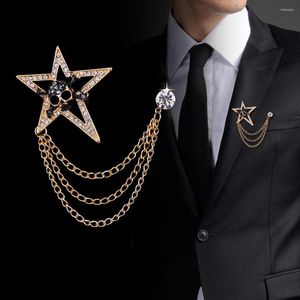 Broches mode coréenne strass étoile broche gland chaîne épinglette et costume chemise Badge Corsage pour hommes accessoires cadeaux