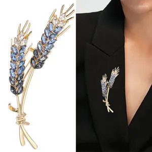 Broches de moda coreana con circonita brillante, broche para oreja de trigo de Color dorado, alfileres para cuello de bufanda de seda para traje, joyería de fiesta para hombres y mujeres