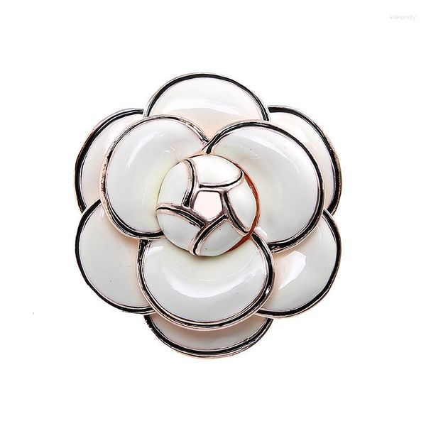 Broches mode coréenne blanc camélia fleur broche épinglette Corsage alliage émail bijoux luxe Broches femmes accessoires